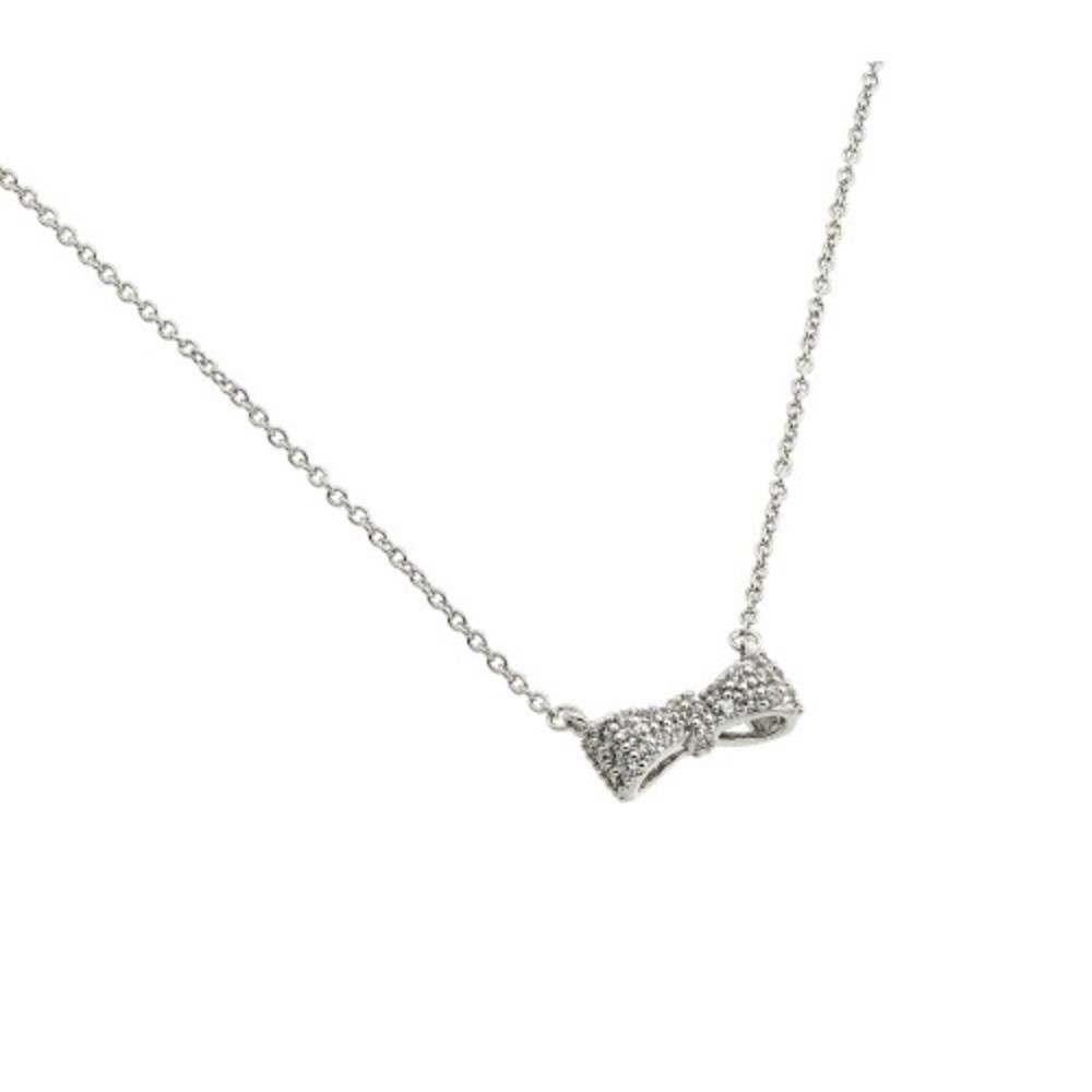 Clear Cubic Zirconia Bow Tie Necklace 