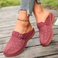 thumbnail image 3 of Rokment Women's Orthopedic Backless Sandals Beach Casual Buckles Closed Toe Arch Support Wedge Clogs Comfortable Platform Walking Mules Boho Retro Chunky Heels Dressy Slip on Slides Red Size 8, 3 of 5
