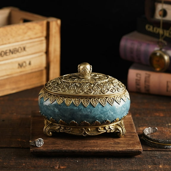 Retro Jewelry Ring Storage Case Decorative Boxes With Lids For Home Decor Earring Container Decor Resin Necklace Travel Display Box Jewelry Box Female Gift