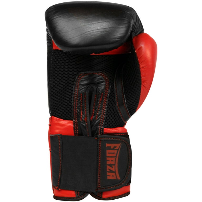 Forza Sports Pro Leather Boxing Gloves - 8 oz. - Black/Red