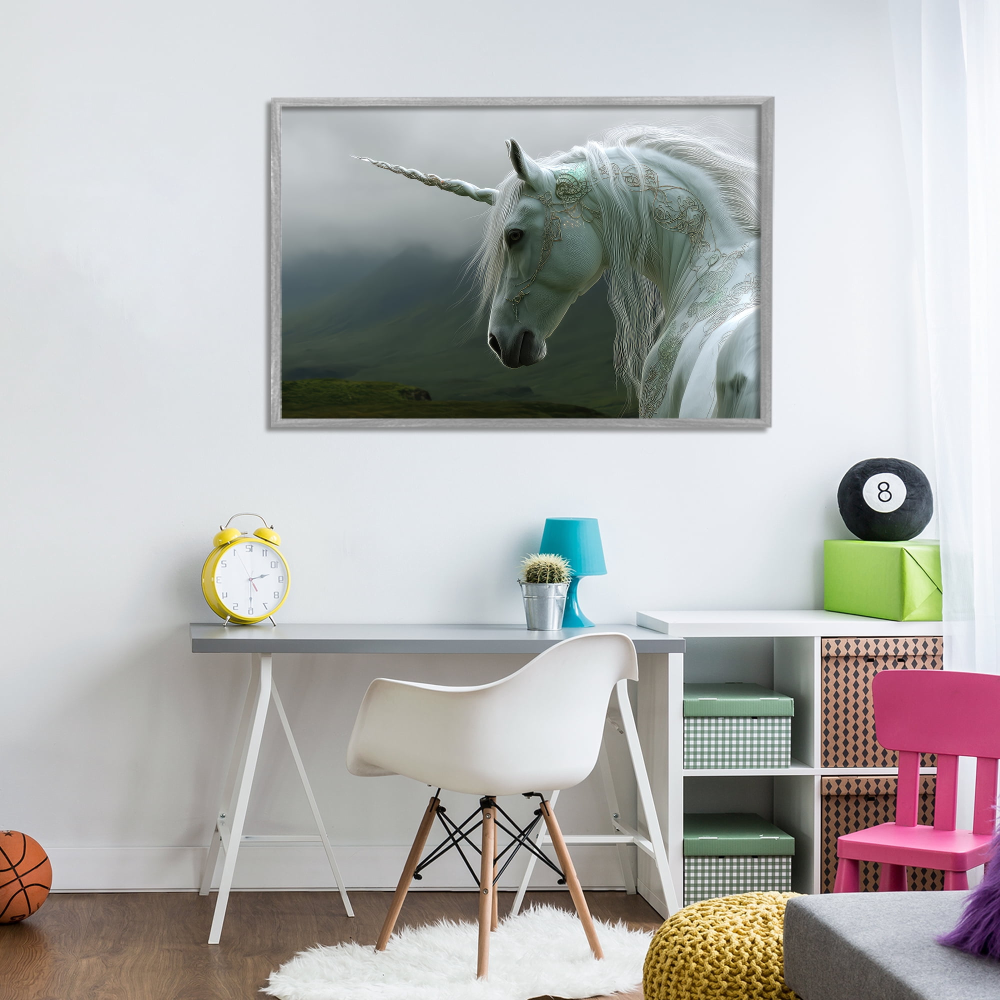 Stupell Industries Dreamy Celtic Unicorn Gray Framed Giclee Art, design by The Wands Want