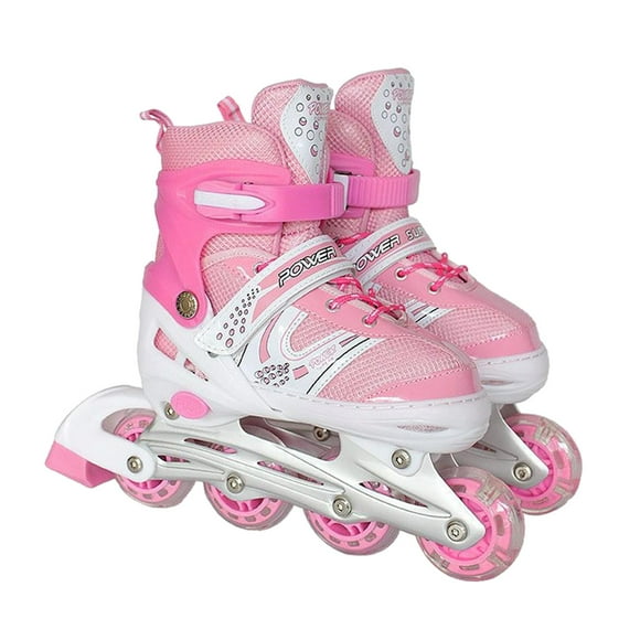 Almencla Inline Skates for Girls and Boys with Light up Wheels for Indoor and Outdoor Pink L