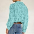 thumbnail image 5 of XFLWAM Women's Eyelet Hollow Out Lace Tops Puff Long Sleeve Button Down Shirts Spring Summer Dressy Causal Business Work Out Blouse, 5 of 9