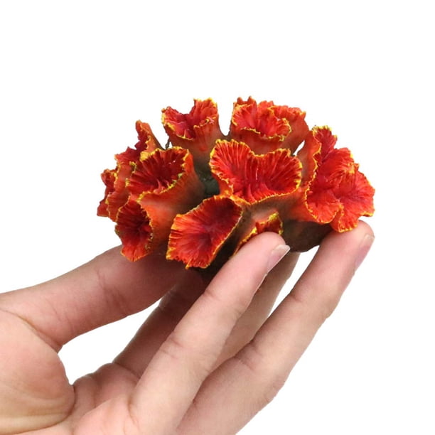 1 pieza de adorno de coral de poliresina, decoración de coral para acuario, 3 1/10" x 2 1/3" x 1 9/10" para decoración de acuario de pecera