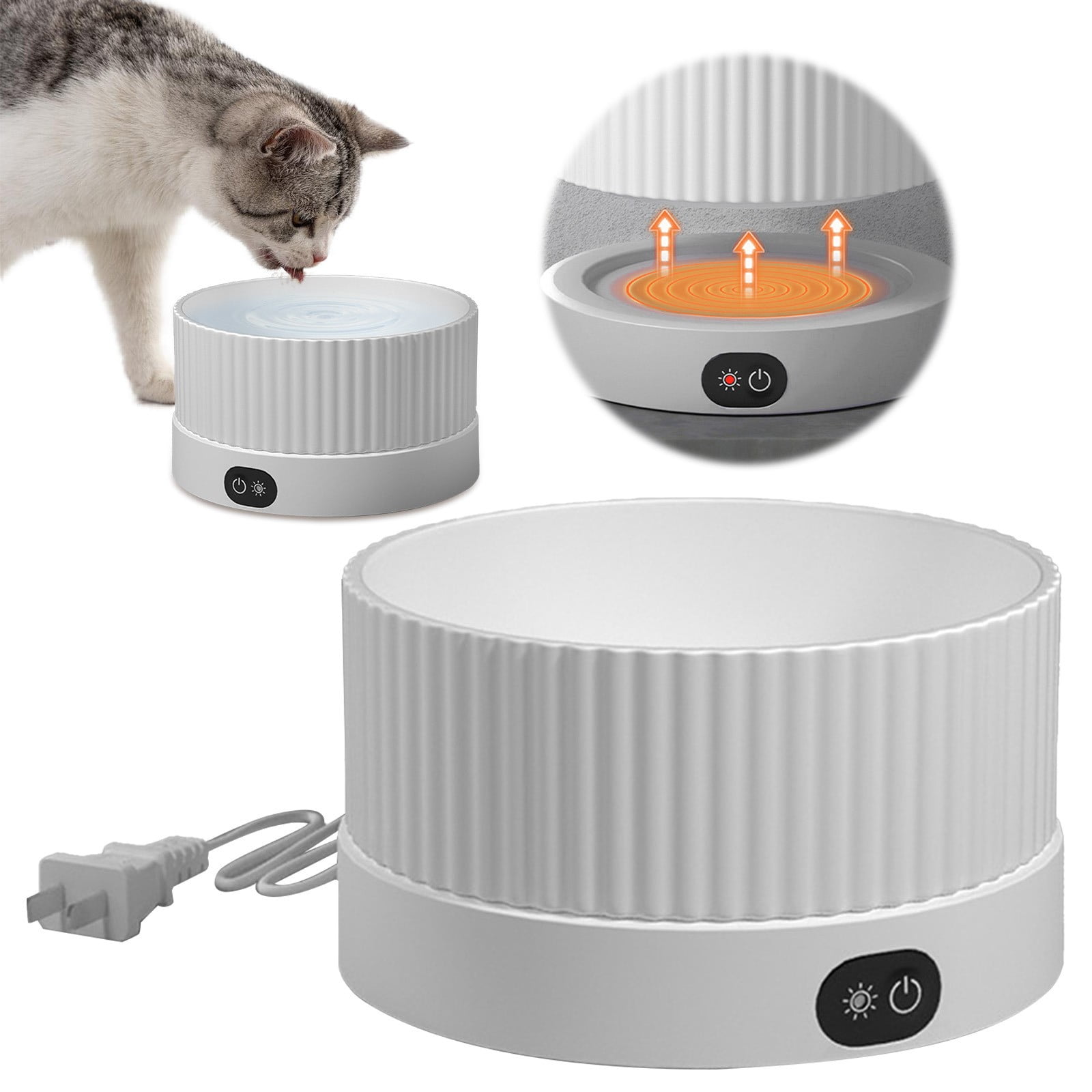 1Pc Heated Pet Water Bowl with Constant Temperature Dispenser - Constant Temperature Water Dispenser,Automatic Warming Dish,Thermostatic Control Heated Ceramic Water Bowl For Cats And Dogs,G,6x3.5"