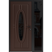 Front Exterior Prehung Steel Door / Ronex 1277 Brown / Side Exterior Window Sidelite / Entry Metal Modern Painted W36 16x80 Left-hand