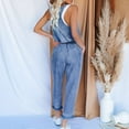 thumbnail image 3 of jsaierl Wide Leg Jumpsuits for Women, Denim Jumpsuit for Women Casual Off Shoulder Denim Jeans Pocket Sleeveless Jumpsuits Rompers, 3 of 9