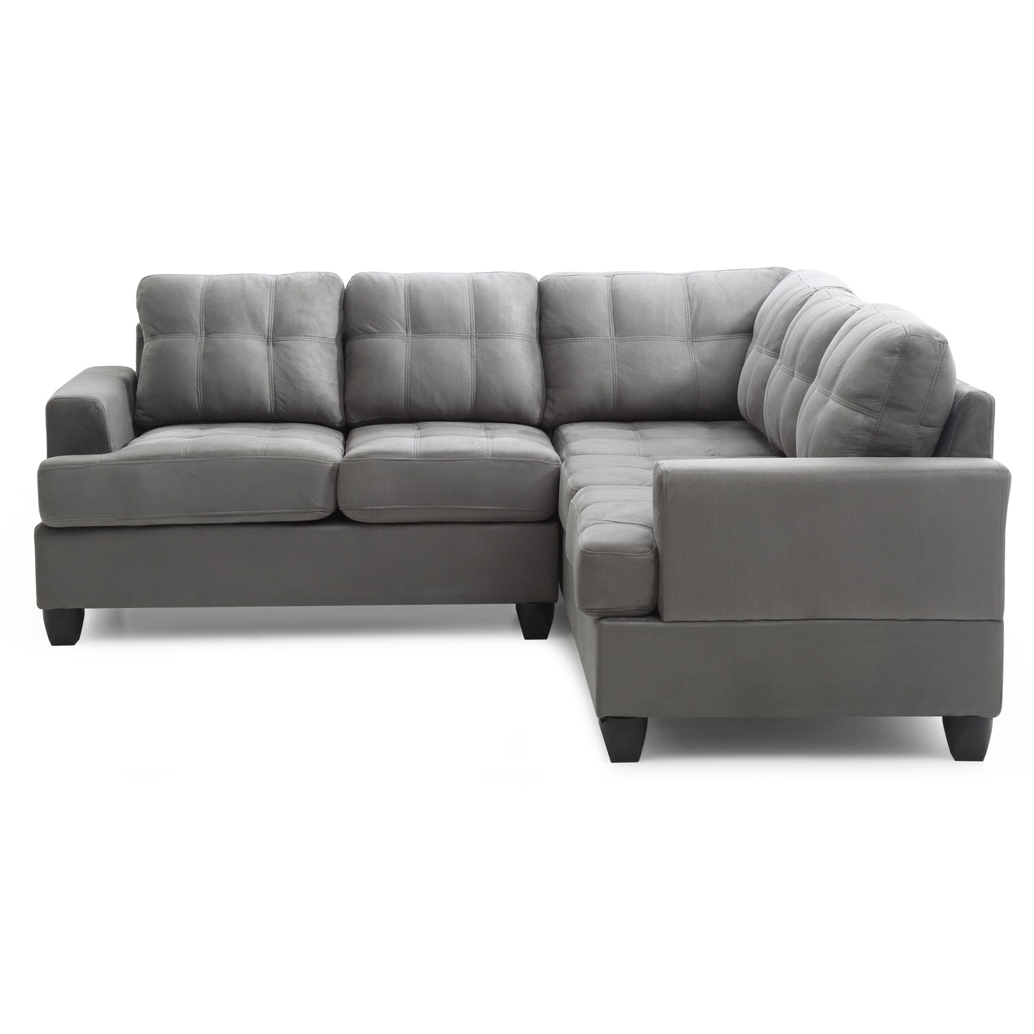 Glory Furniture Sandridge Microsuede Sectional in Gray