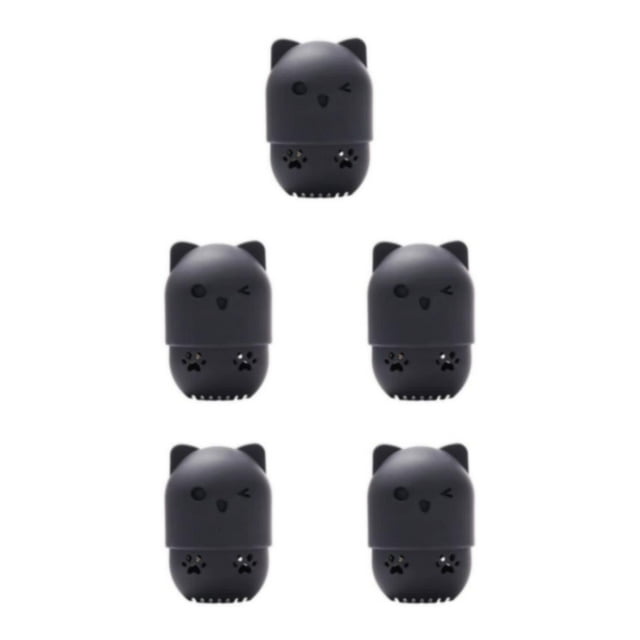 Transemion Modern And Functional Cat Shaped Sponge Holder With Silicone Storage Box black 5Set