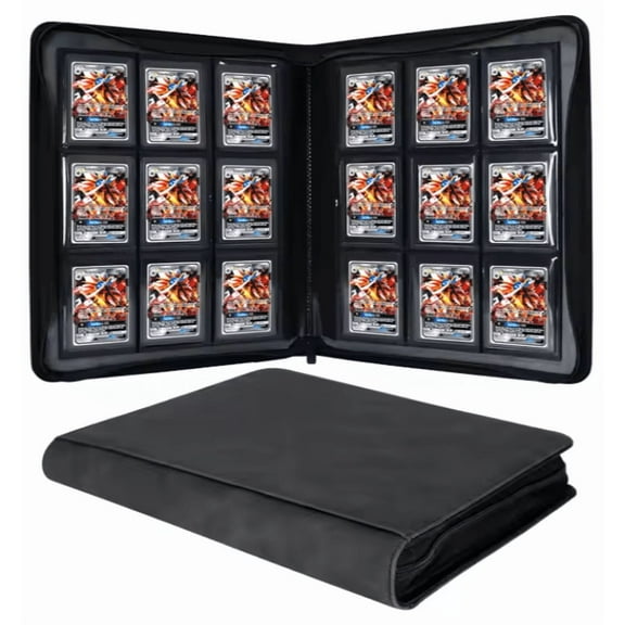 Premium Top Loader TCG Card Binder Black PU Leather- 9 Pocket -Holds 252 Cards