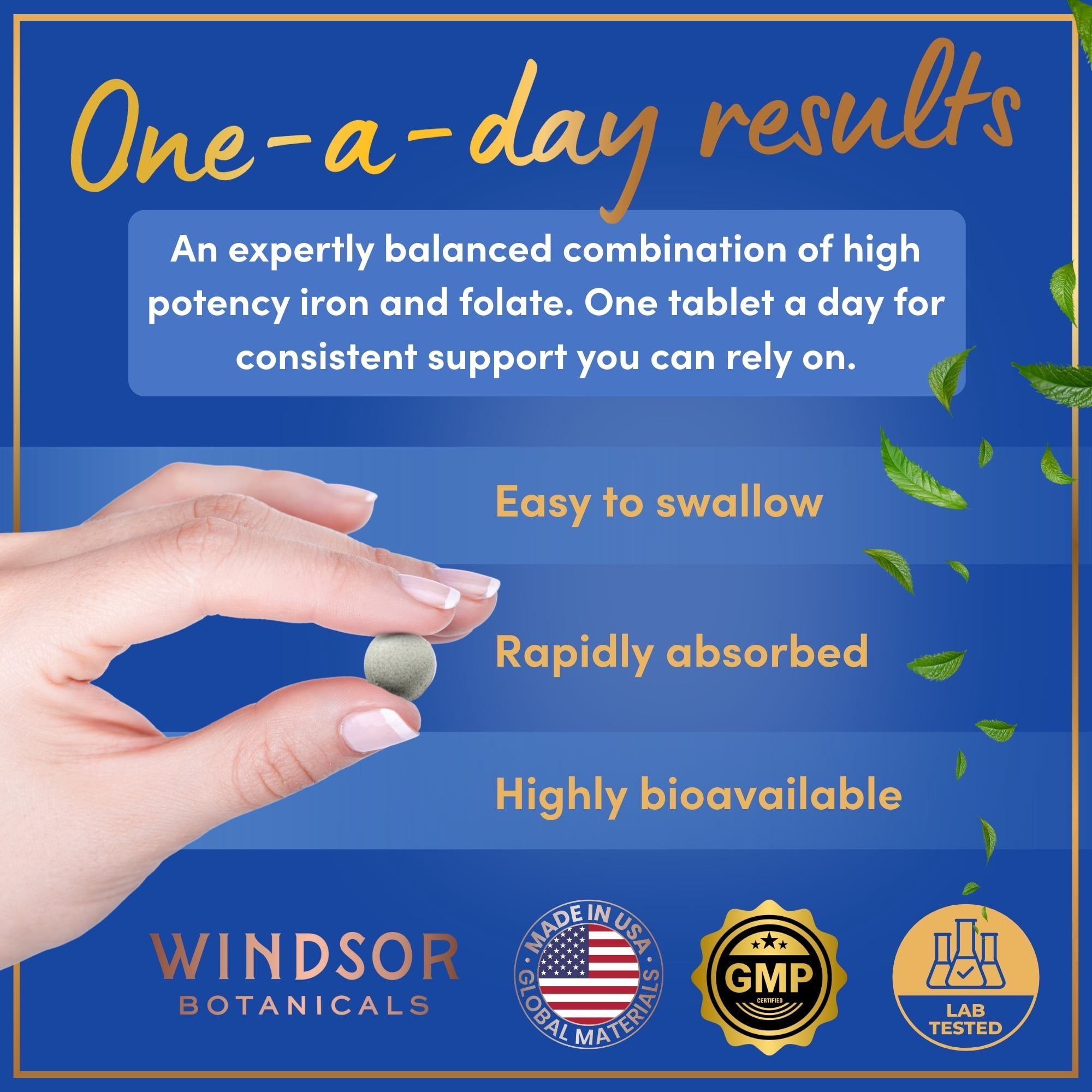 Iron and Folic Acid Supplements for Women - 35mg Gentle Iron Vitamin, Folic Acid 400mcg - Anemia, Period, Pregnancy Support Supplement, Ferrous Sulfate Pills - 180 Vegan Non-Constipating Tablets