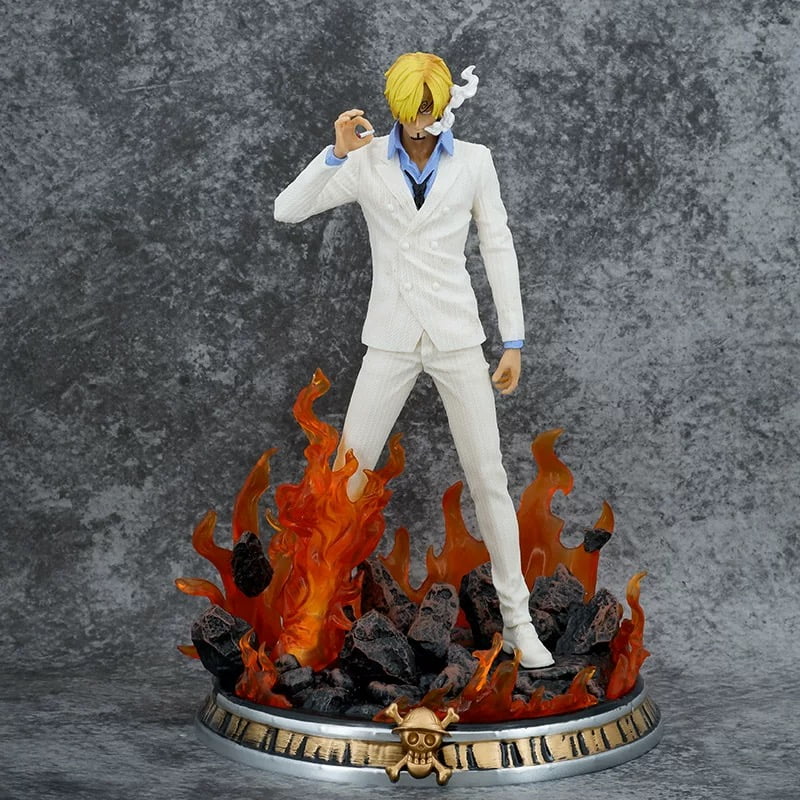 Sanji Figure Standing Base Fantasy Suit Sanji Figurine 36cm/14.1inch Anime Character Collection Game Character Statue Model Ornament Gifts (White)