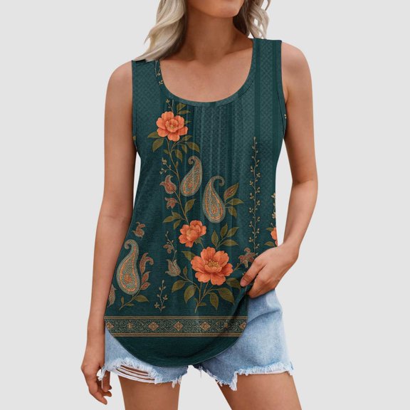 Women's Summer Solid Color Round Neck Sleeveless Casual Tank Top With Loose Fit For Everyday