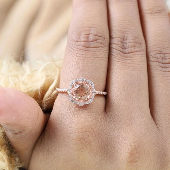 Peach Blossom Ring in 18k Rose Gold, White Gold, Solid Gold