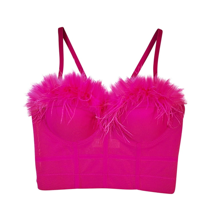 sexy fluffy lingerie Crunowin Women's Sexy Bra, Seductive Lingerie Fluffy Smooth Push Up Breathable Everyday Underwear Hot Pink L, Size: Large
