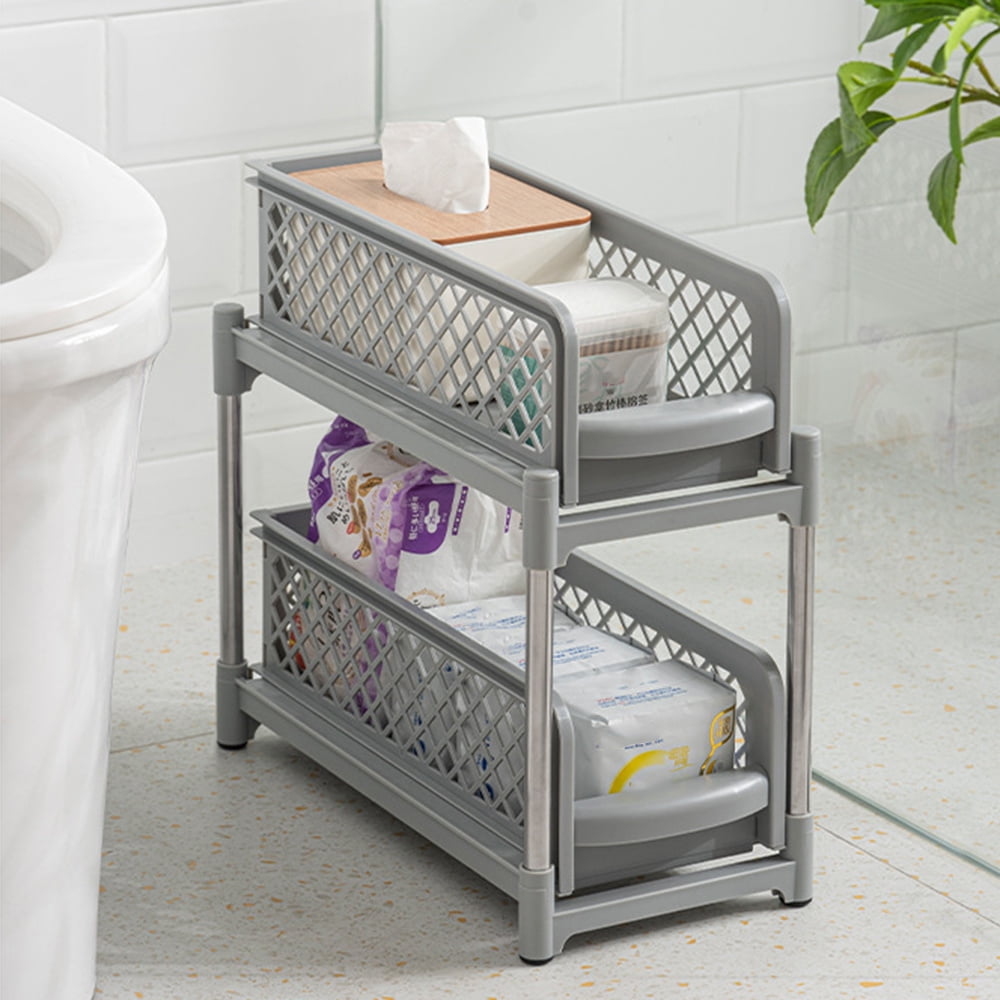 Plastic Storage Shelf with Bins Easy Assemble Shelf Racks for Laundry