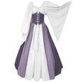 thumbnail image 1 of Besolor Robes Médiévales pour Femmes Manches Trompette Renaissance Robe Corset à Blocs de Couleur Tenues de Cosplay d'Halloween, 1 of 2