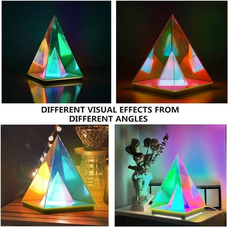 

ZXNYH Pyramid Table Lamp LED Lamp Mini Fashion Creative Color Acrylic Desk lamp Home Decoration Atmosphere Lamp USB Interface 3D Stereo Personality Night Lamp Gift Children s Desk Lam