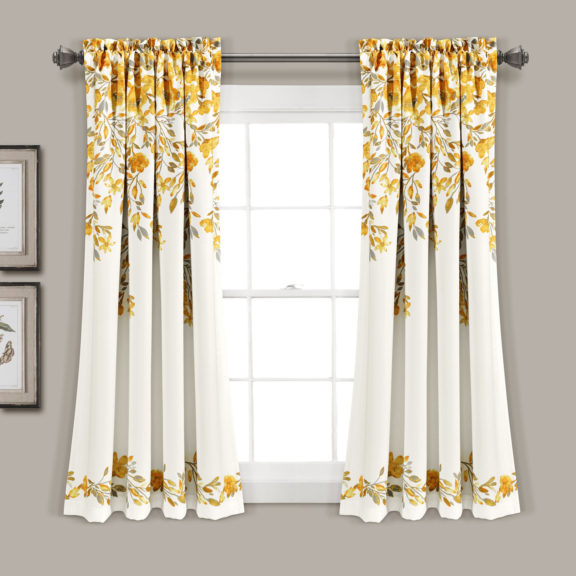 Details about   Custom Made Yellow Damask And Black Vintage Toile Valance 