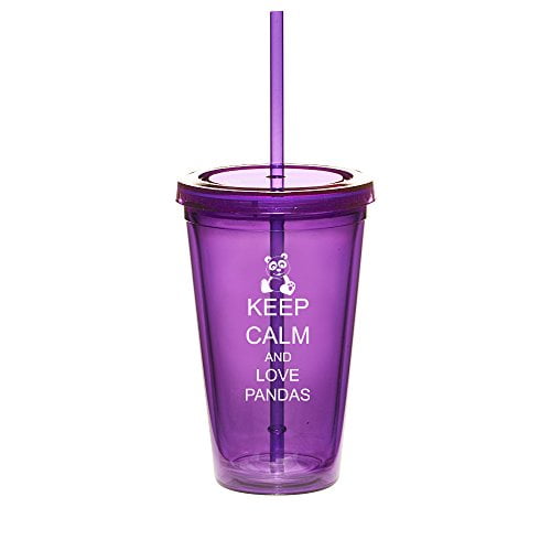 Stainless Steel Insulated 16oz Travel Mug Coffee Cup Keep Calm Love Pandas 