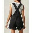thumbnail image 2 of Womens Overalls Shorts Denim Bib Straps Shorts Casual Solid Color Rompers Jumpsuits With Pockets Pants, 2 of 5
