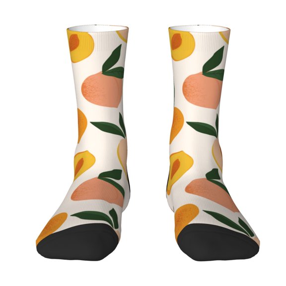 Uemuo Peach1 Pattern Women's Crew Socks, Soft Durable Breathable Moisture-Wicking with Odor Control Cotton socks