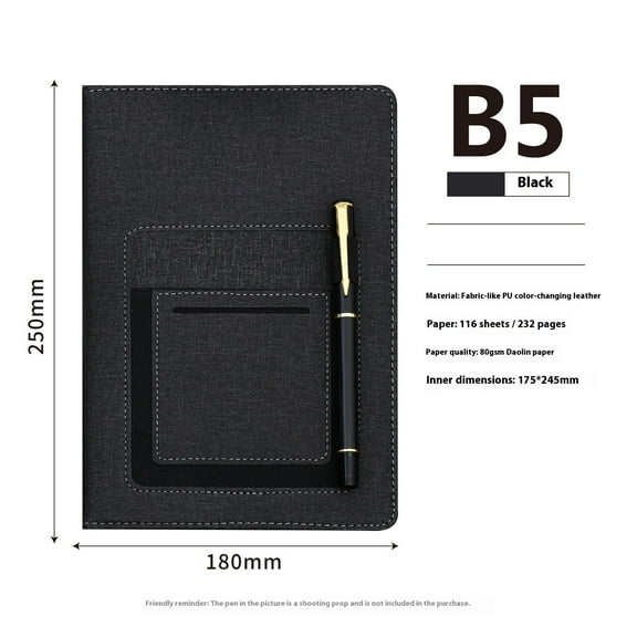 Notebook Cover for Field Notes Waterproof Organizer with Pen Loop Holder and Card Slots, Travel Journal Accessories-Black