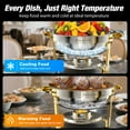 thumbnail image 4 of WARMOUNTS Gold Chafing Dish Buffet Set 2 Pack, 5QT Round Stainless Steel Chafers and Buffet Warmers Sets with Glass Lid & Lid Holder for Parties Catering Events, Polished & No Finger Cuts, 4 of 15
