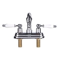 thumbnail image 3 of Chrome Polished Heavy Duty Brass Centerset Bathroom Sink Faucet 4" L Lux Belle Style White Double Handles Labeled Hot and Cold Accent Vanity Faucets with Supply Lines Renovators Supply Manufacturing, 3 of 8