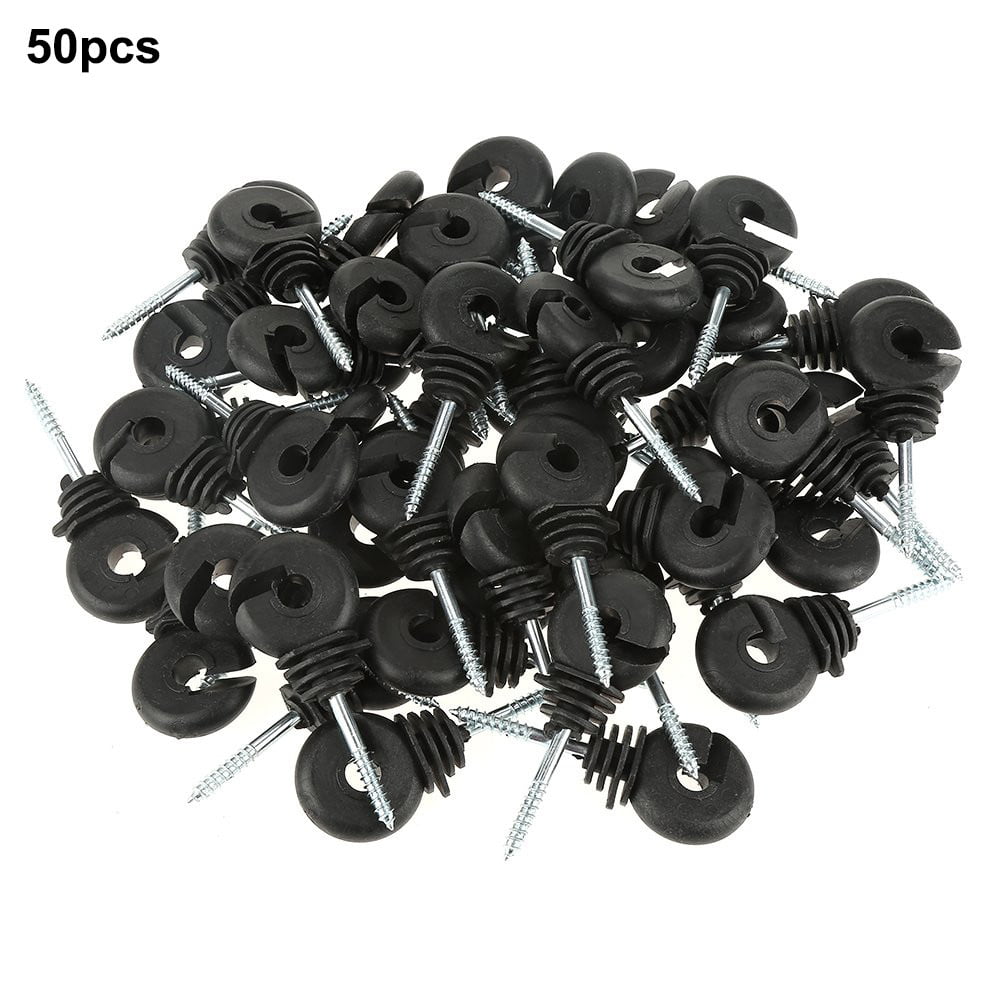 Smoothly Ring Insulators,100Pcs Plastic Ring Insulators Electric Fence Long Distance Screw in Insulator for Wooden Post Ideal 