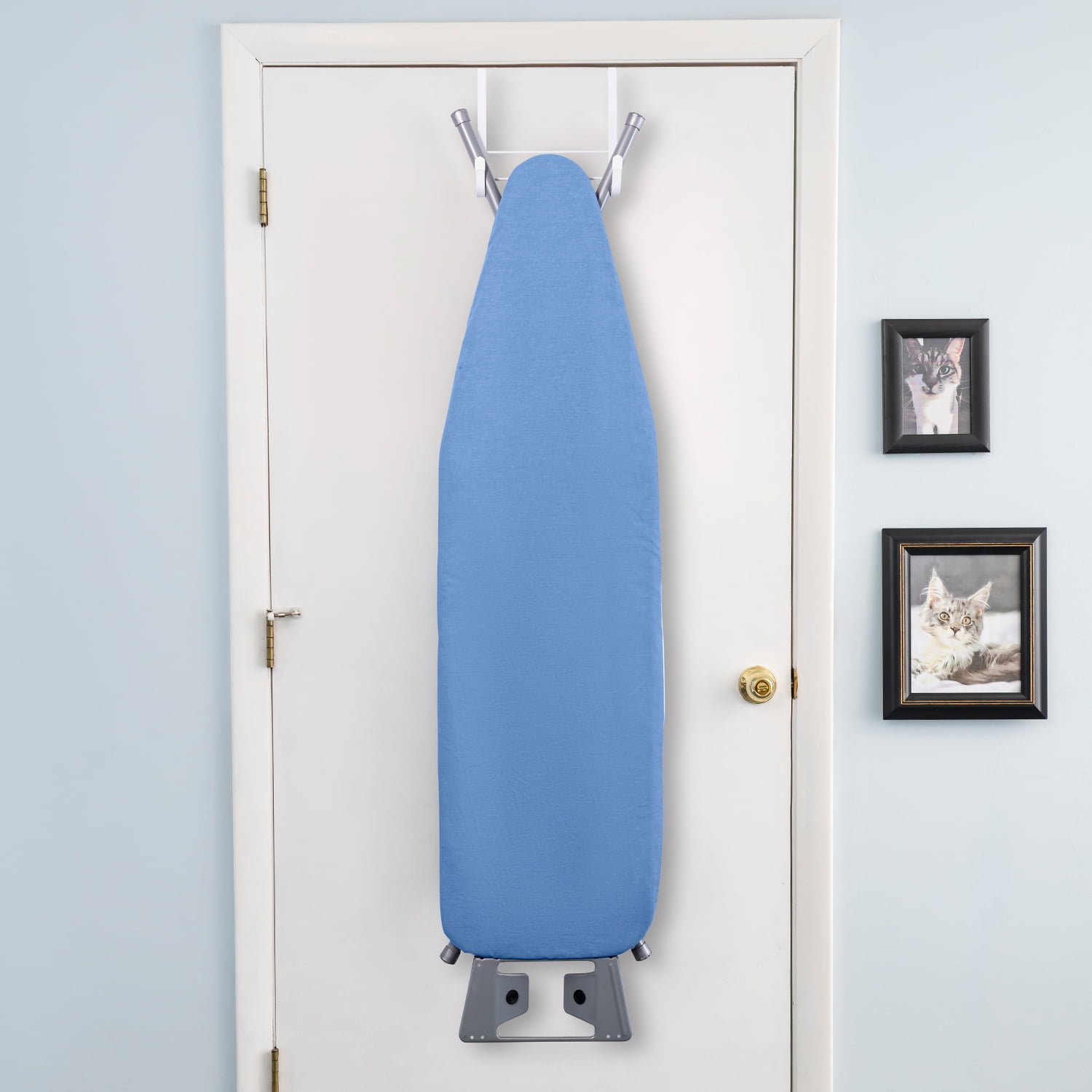 Seymour Home Products Adjustable Height, 4 Leg Ironing Board with Mesh Top and Iron Rest, Dark Blue