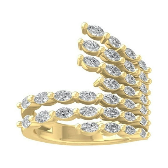 ARAIYA FINE JEWELRY 14K Yellow Gold Marquise-shape Lab Grown Diamond Wedding Band Ring (1 1/4 cttw, D-F Color, VS Clarity) Size 5