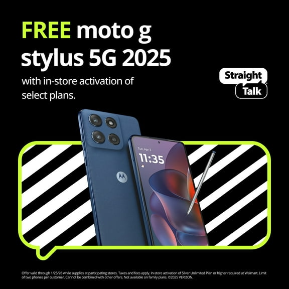 Straight Talk Motorola Moto g Stylus 2025, 5G, 128GB, Blue - Prepaid Smartphone [Locked to Straight Talk]
