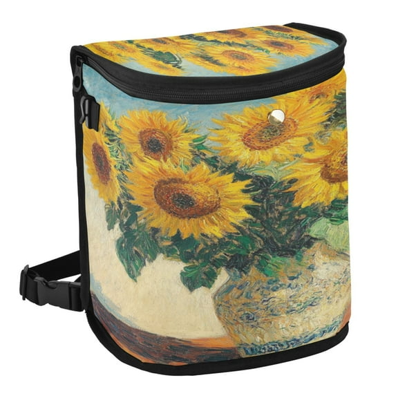 Qxltty Sunflower Potted Plant Car Trash Can with Lid Vehicle Backseat Hanging Leak Proof Storage Bin
