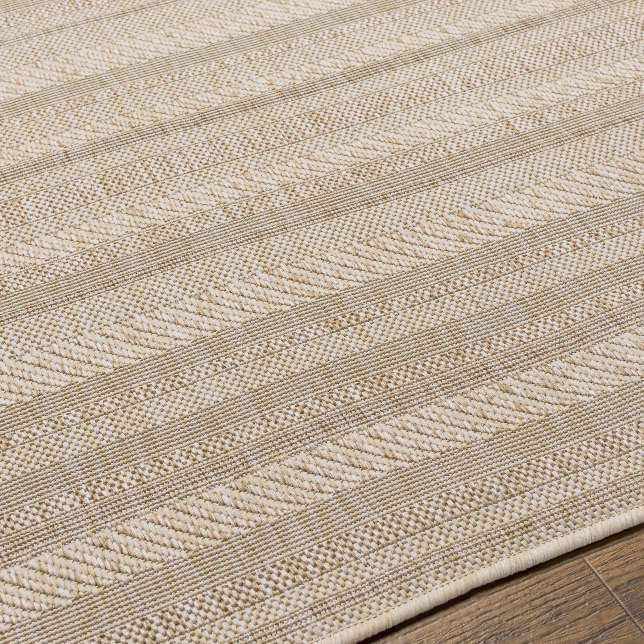 Livabliss Outdoor Rugs, 5ft Round Eagean Global Light Beige Round Area Rug for Patio, Porch, Deck, Backyard, Waterproof Indoor Outdoor Carpet (5'3" x 5'3")