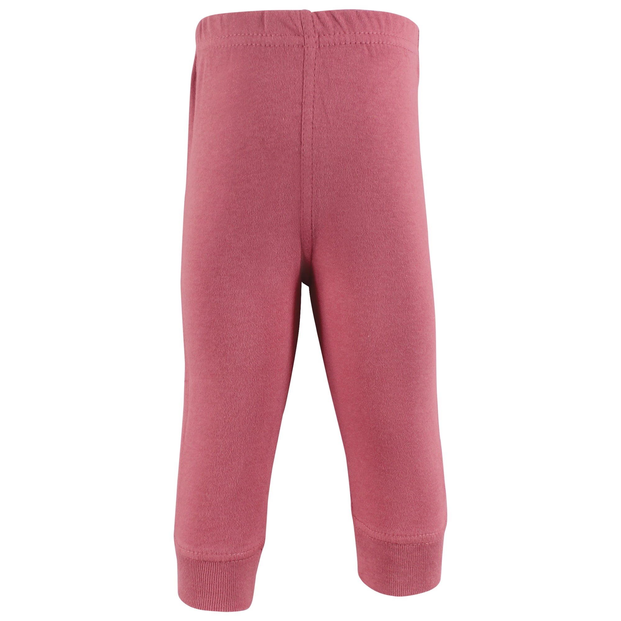 Hudson Baby Girls Cotton Pants and Leggings, Mauve Floral Love, 3-6 Months