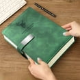 thumbnail image 5 of Clearance Under 10 Dollars A5 Thick Page Notebook Hardcover Leather Notebooks Lined Journal Notebook Notepad for Office Work Home Travel Students Study Supplies(Green), 5 of 9
