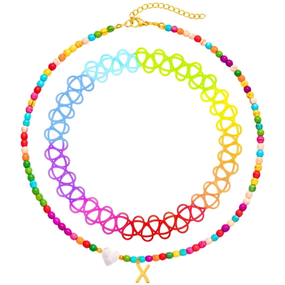 BodyJ4You Set de 2 collares choker para niños con inicial X