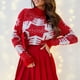 thumbnail image 3 of Suéteres De Punto Suéteres Mujer Casual Navidad Copo de nieve Jacquard Traje de vacaciones Ygjytge Rojo T L para Mujer, 3 of 5