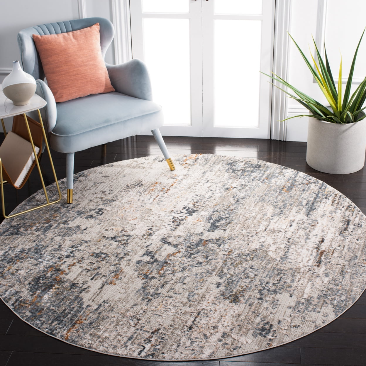 SAFAVIEH Princeton Derrick Abstract Runner Rug, Grey/Ivory, 2' x 8'