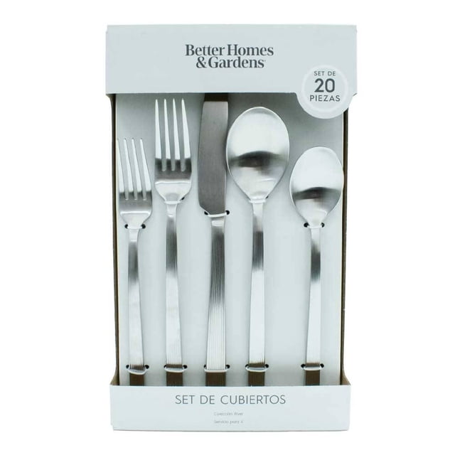 Cubiertos Better Homes & Gardens de Acero Inoxidable Plateado 20 Piezas