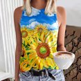thumbnail image 3 of Playeras,Blusas y Tops,Ropa para Mujer Mujeres Workout Tank Tops Camiseta sin mangas informal de verano para mujer, camiseta sin mangas con cuello redondo y estampado de flores de girasol (Yellow, M), 3 of 4