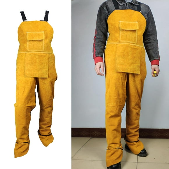 Delantal de soldadura CUTICAT de cuero amarillo resistente a las llamas 114cm Ropa de soldadura