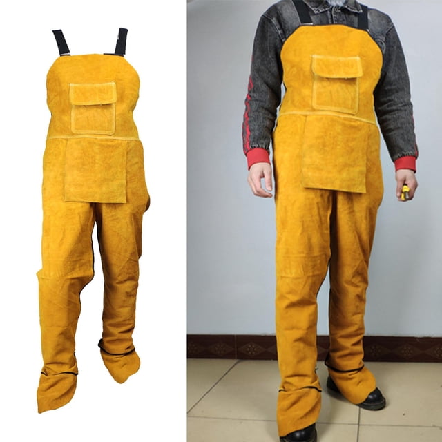 Delantal de soldadura CUTICAT de cuero amarillo resistente a las llamas 114cm Ropa de soldadura