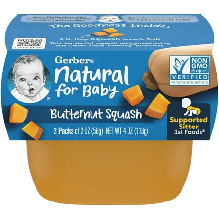 Gerber 1st Foods Natural for Baby Baby Food, Butternut Squash, 2 oz Tubs (16 Pack)