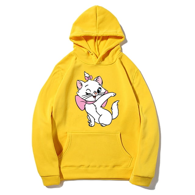 Disney-Sudadera con capucha de Los Aristogatos, ropa de calle informal Harajuku, Jersey holgado con estampado de dibujos animados para primavera y otoño