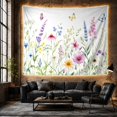 thumbnail image 6 of Wildflowers and Butterflies on a Pale Grayish-Blue Background, Serene Illustration for Nature Lovers, Botanical Floral Wall Art, Birthday Gift Tapestry Wall Hanging for Bedroom and Living Room, 6 of 7