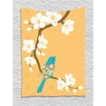 thumbnail image 1 of Birds Tapestry, Floral Pattern Winged Sparrow Perching on White Cherry Blossom Branch Spring Nature, Wall Hanging for Bedroom Living Room Dorm Decor, 40W X 60L Inches, Multicolor, by Ambesonne, 1 of 2