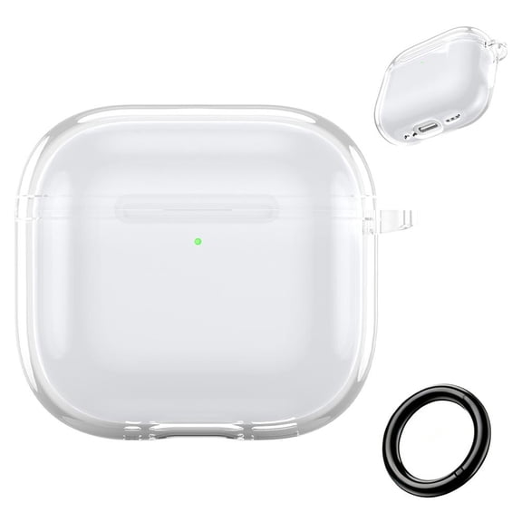 Case for AirPods 5, Protective Cover with Metal Carabiner, Translucent Wireless Earbud Case with Charging Port Access