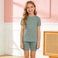 thumbnail image 2 of Nwiuh Toddler Short Pajamas Set Baby Boys Girls Kids Snug Fit Ribbed Sleepwear Pjs for Daily Life Style (Green, 2-3 Years), 2 of 5